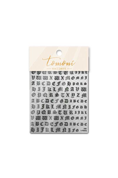 NAILFYOU T-1972 (صلب) حروف إنجليزية قوطية سوداء وبيضاء، منقوشة بتقنية خماسية ...