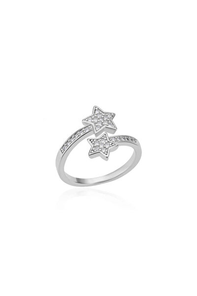 Choice resizable JZ4358P Zircon Double Star Rings For Women Gold Color Stainl...