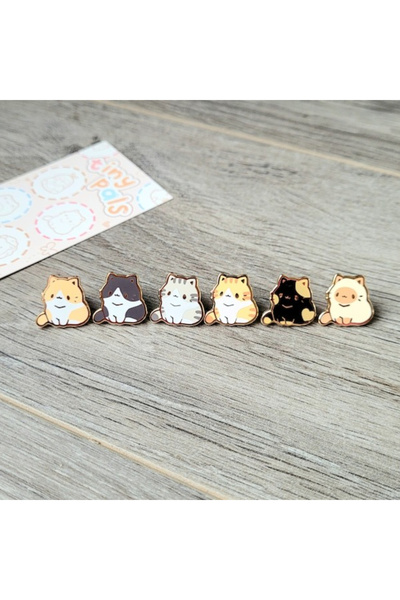 Choice مجموعة من 6 قطع - دبابيس مينا على شكل قطة صغيرة لطيفة، شارة معدنية على...