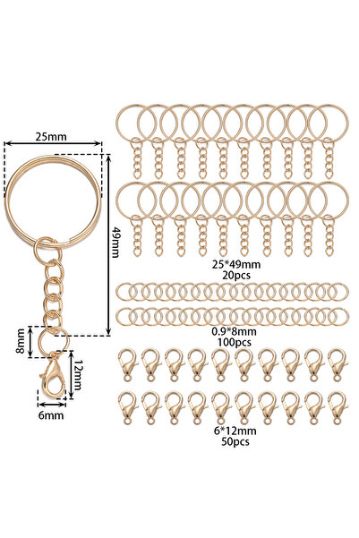 Choice KC golden 170pcs/Set Keychain with Chain Lobster Clasp Jump Rings Conn...