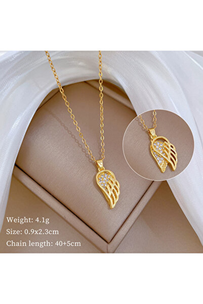 Choice قلادة NY0108 من الفولاذ المقاوم للصدأ 316L بتصميم أجنحة وريشة ذهبية مج...