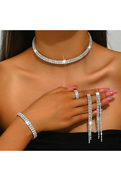 Choice قلادة فاخرة كاملة من الزركون الكريستالي للنساء والفتيات، مرصعة بأحجار ...