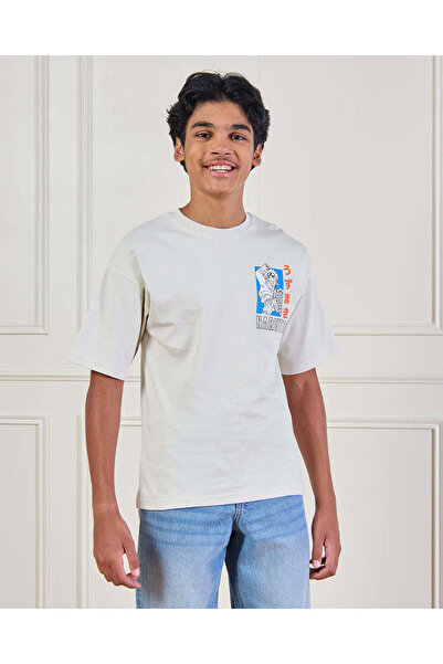 REDTAG تيشيرت رمادي بأكمام قصيرة مطبوع عليه صورة ناروتو للأولاد الكبار