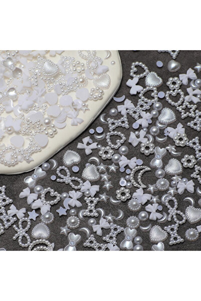 Choice علبة واحدة من إكسسوارات الأظافر باللون الأبيض، زينة أظافر ثلاثية الأبع...