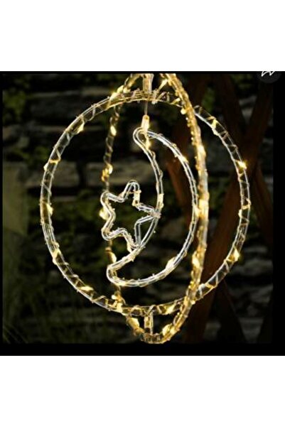 Generica اضاءه 3d لهلال ونجمه بالبطاريه 35 سم