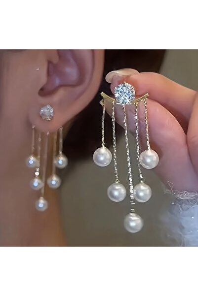 Choice DY0720-1 أقراط متدلية من اللؤلؤ الصناعي قصة فضفاضة الحجم بتصميم كوري ع...