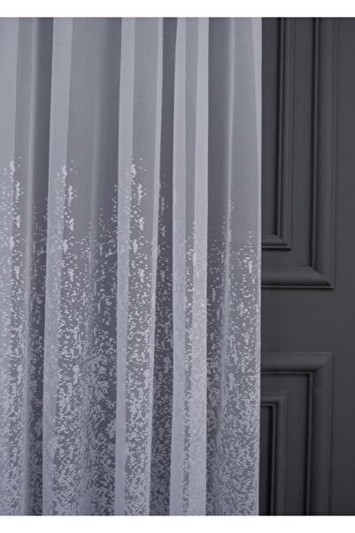 Belvedere Self-Patterned Living Room and Bedroom Tulle Curtain with Tight Pleats - White
