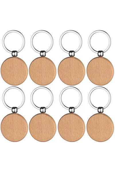 Choice 10pcs DIY Wood Keyrings 10PCS Round Blank Wooden Keychains for Laser E...