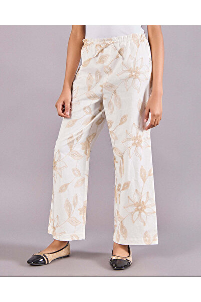 REDTAG Senior Girls White Embroidered Trousers