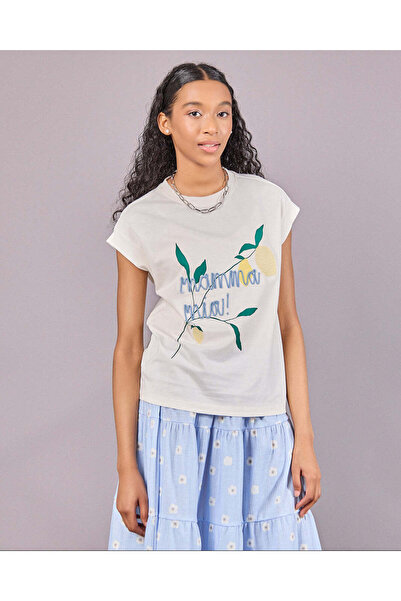 REDTAG Senior Girls White Printed Boxy Top