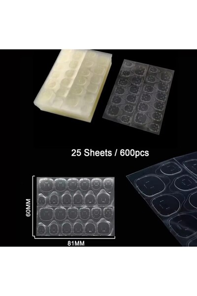 Choice ملصقات أظافر صفراء لاصقة مزدوجة الجوانب، 25 ورقة/600 قطعة، مقاومة للما...