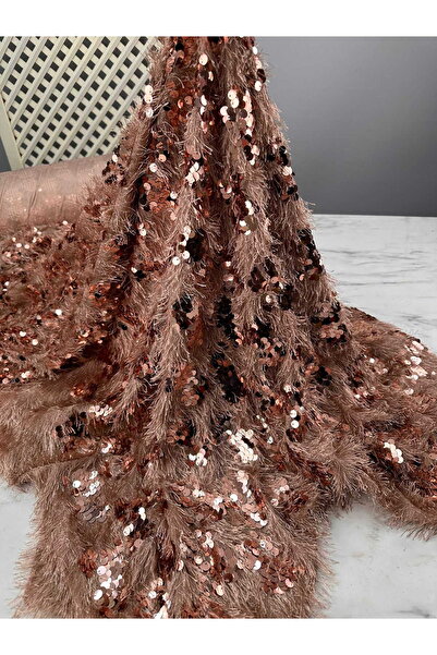 ipekkumaş Bakır Renk Saçaklı PUllu Örme Kumaş Göz Alıcı Tasarımı ÜRÜNÜMÜZ ADE...