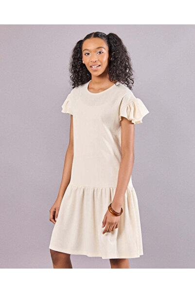 REDTAG Senior Girls Beige Jacquard Dress