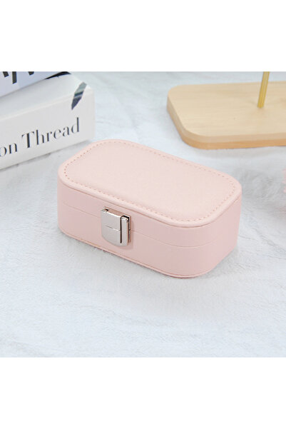 Choice Pink Simple snap button jewelry storage box Korean version portable ea...
