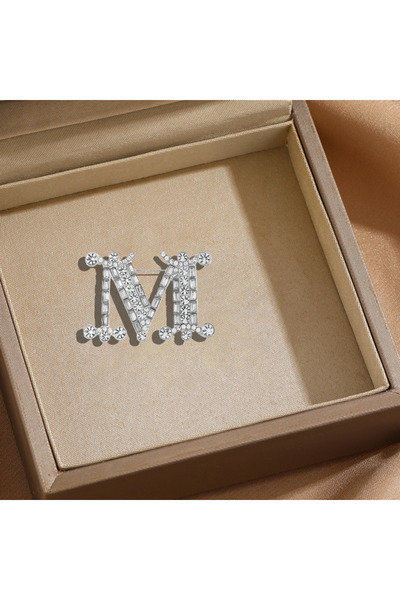 Choice بروش فضي بحرف M، دبوس زينة متعدد الاستخدامات من سبيكة معدنية، مناسب لج...