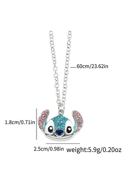 Miniso قلادة XL0955 بتصميم شخصية ستيتش الكرتونية اللطيفة من ديزني، سلسلة مرصعة بأحجار الراين الدقيقة، هدية رائعة للفتيات.