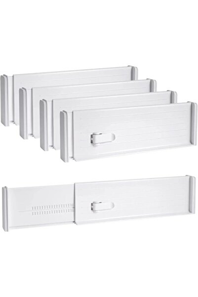 Arabest Adjustable Drawer Dividers Organizers, Plastic Storage Box, White, Se...