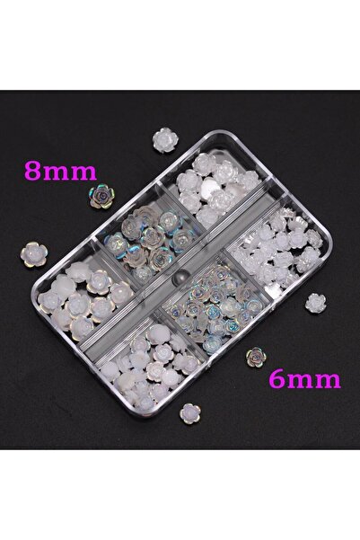 Choice مجموعة زينة أظافر ثلاثية الأبعاد بيضاء على شكل زهرة الكاميليا، مرصعة ب...