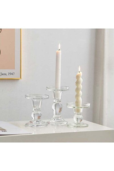 Arabest حوامل شموع زجاجية، 3 قطع من حوامل الشموع الكريستالية الشفافة بتصميم أ...