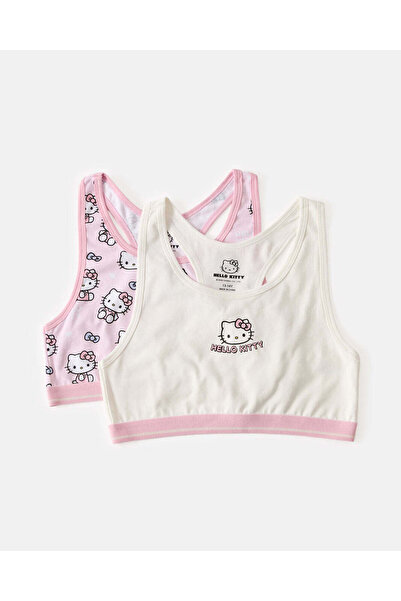 REDTAG Senior Girls White And Pink Hello Kitty Print Bra Set (Pack of 2)