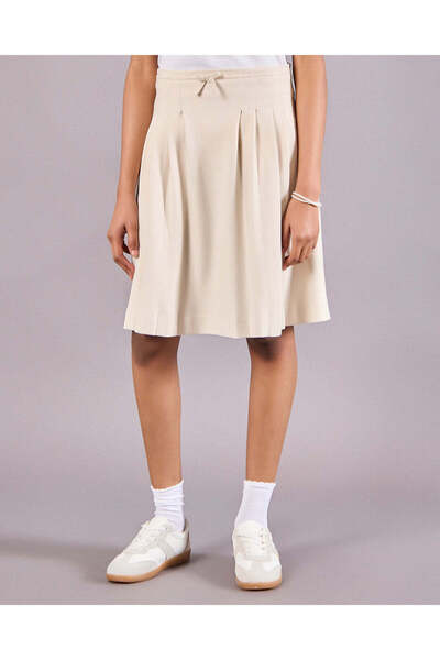 REDTAG Senor Girls Beige Pleated Skirt
