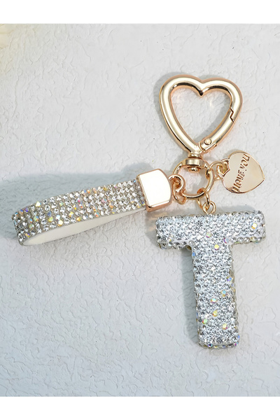 Choice T Shining Diamond Inlay 26 English Initial letter Key Chain Car High-e...