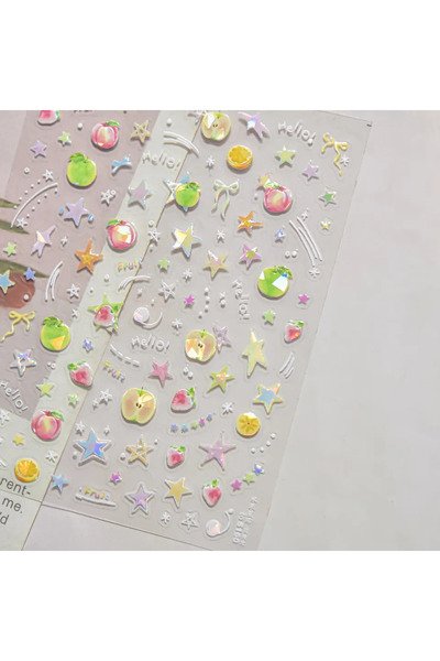 NAILFYOU ملصق تزيين الأظافر TO5160 خماسي الأبعاد من الجيلي الأحمر، بتصميم كرت...