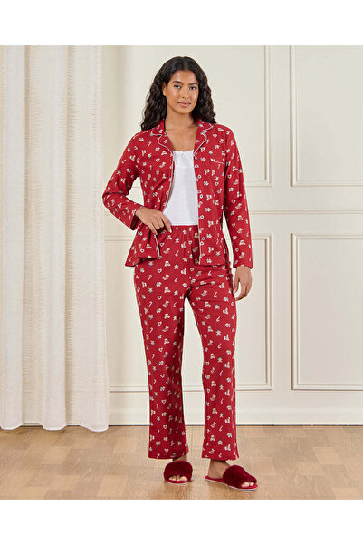 REDTAG Women Red Printed Pyjama set