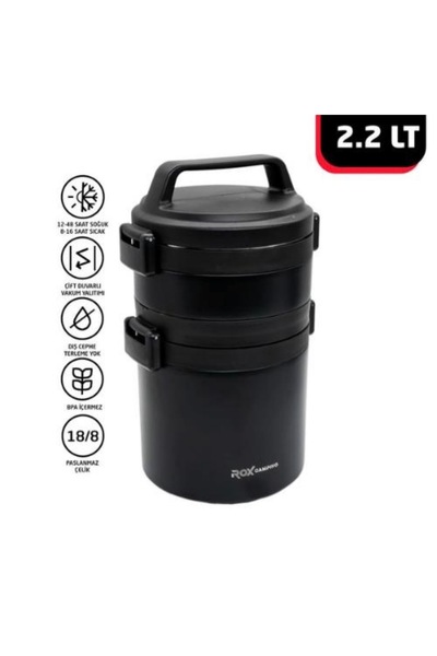 selim uyar kamp metal Rox Camping 2.2 Lt Yemek Termosu