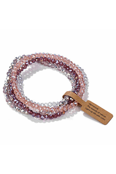 Choice طقم أساور خرز أنيقة مكون من 4 قطع للنساء، طوله 19 سم، من الكريستال الم...