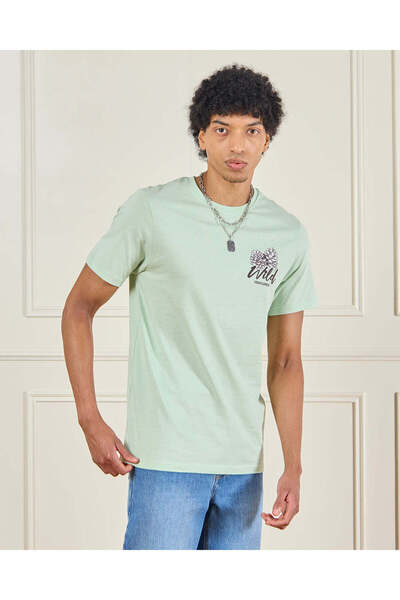 REDTAG تيشيرت رجالي مطبوع صورة النعناع