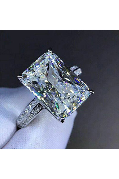 Choice خاتم زفاف نسائي فاخر مرصع بحجر كريستالي مربع كبير من هويتان، بتصميم عص...