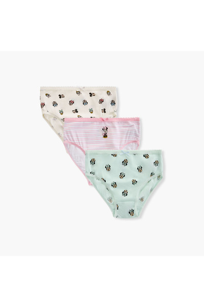 Disney شورتات داخلية بطبعة ميني ماوس مع حزام خصر مطاطي - مجموعة من 3 قطع