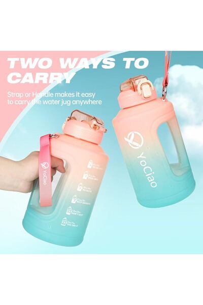 Arabest 50oz/1.5 Liter Sports Water Bottle with Straw and Handle and Wild Mou...