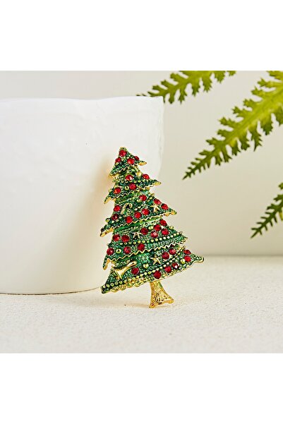Choice W20483C01 دبابيس شجرة عيد الميلاد مطلية بالمينا الأخضر ومرصعة بأحجار ا...