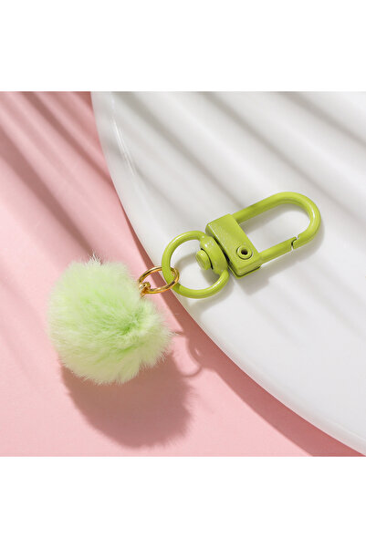 Choice Green 1pcs/Lot Plush Ball Keychain Pendant Candy Color Alloy Key Chain...