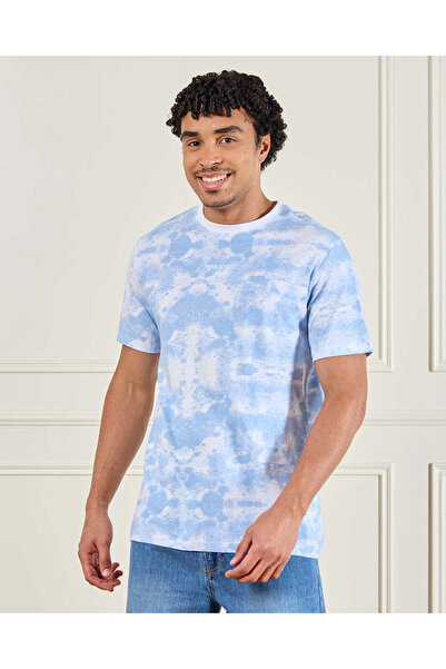 REDTAG Men Blue Printed T-Shirt