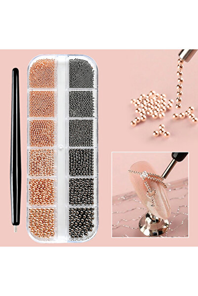 Choice PH138-05-B 12Grids Gold/Silver Steel Beads Nail Art Charms Christmas M...