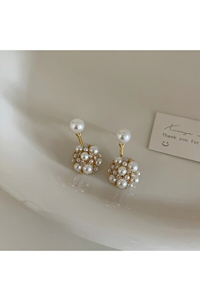 Choice زوج واحد من أقراط متدلية أنيقة وفاخرة من اللؤلؤ الصناعي على شكل كرة، م...