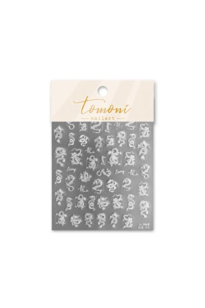 NAILFYOU ملصقات فن الأظافر T-1942 (مسطحة) خماسية الأبعاد، أسود وأبيض، صدفة ور...