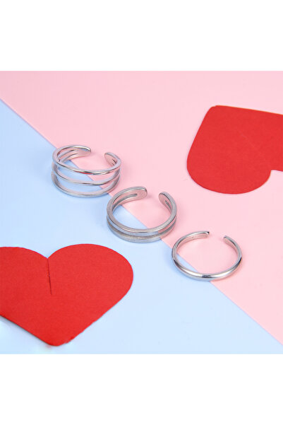 Choice طقم خواتم أصابع قدم فضية قابلة للتعديل مكون من 3 قطع للنساء والفتيات، ...