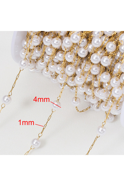 Choice Gold Color 1meter Round ABS Pearl Beads Stainless Steel Chains for Jew...