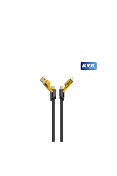 ROVA RV-KB221 4in1 Arada Dönüştürücülü Örgülü Şarj ve Veri Kablosu – Usb/Type...