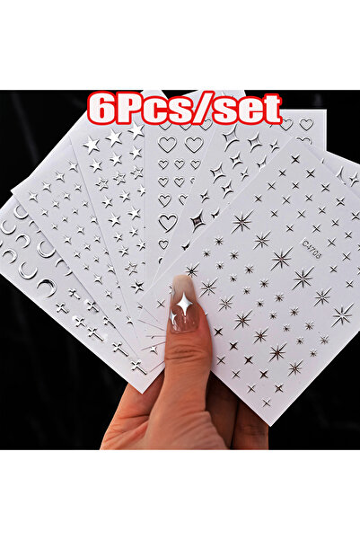 Choice NLZ247-S1 مجموعة من 6 قطع من ملصقات تزيين الأظافر ثلاثية الأبعاد على ش...