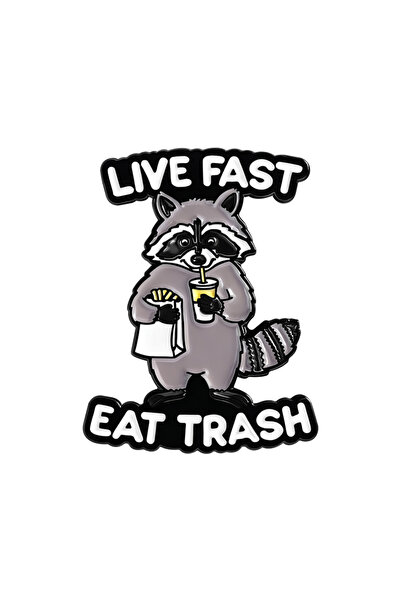 Choice بروش QHXZ5347 "عش سريعًا، كل قمامة" دبوس مينا، رسم كاريكاتوري مضحك لرا...