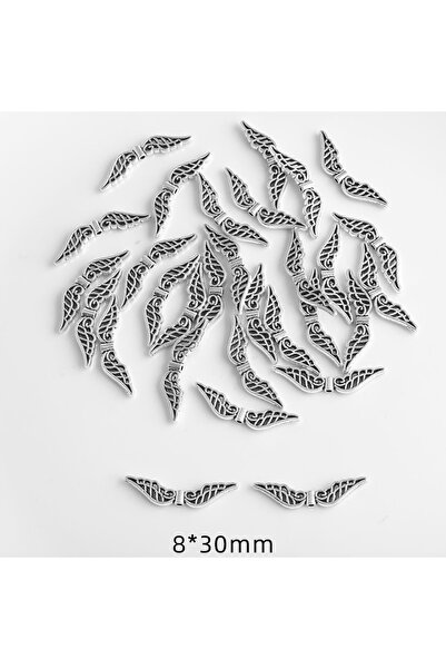 Choice 004 30 قطعة من خرز فاصل على شكل أجنحة ملائكة، لون فضي تبتي، قلادة مجوه...