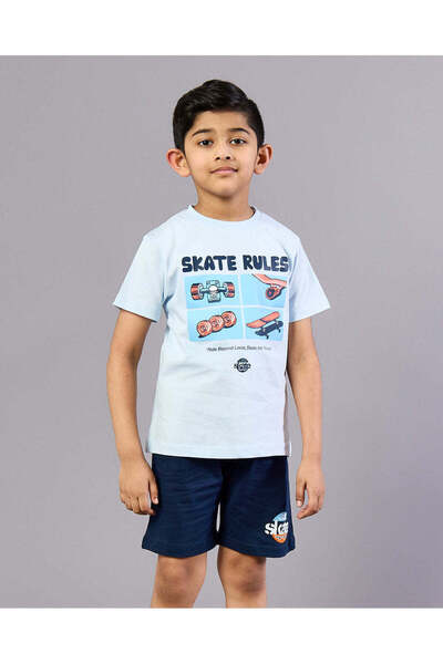 REDTAG طقم بيجامة مطبوع الأبيض والأزرق الداكن للأولاد (قطعتين)