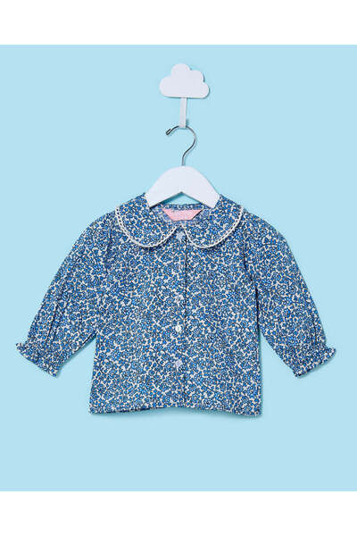 REDTAG بلوزة كاجوال زرقاء مطبوعة بالزهور للفتيات الصغيرات