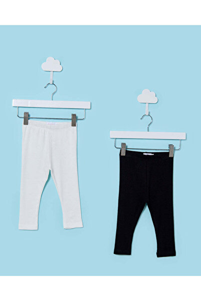 REDTAG Infant Girls Black And White Leggings Set (2 Pieces)