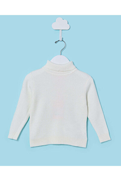 REDTAG Infant Girls White Turtle Neck Sweatshirt
